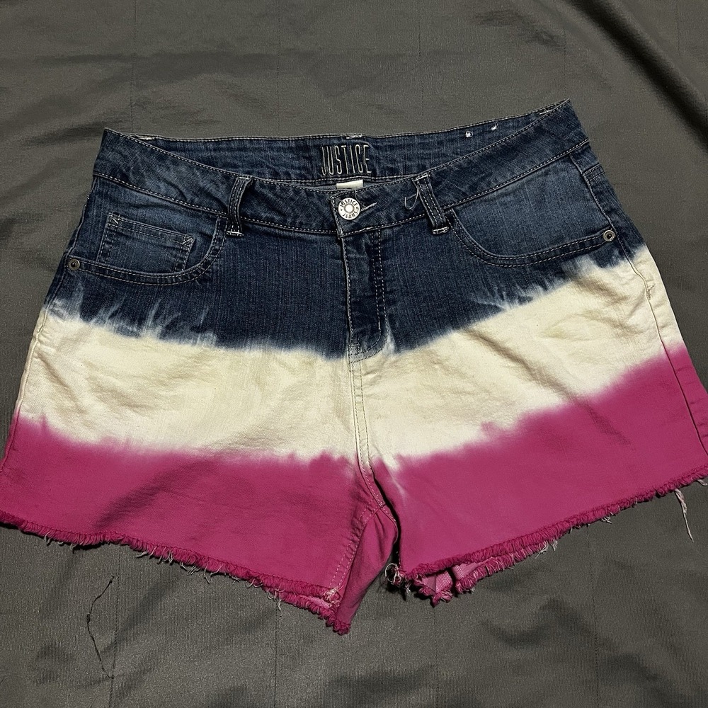 Justice 18‎ Plus pink blue White ombre denim Jean shorts